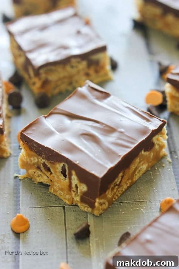 Classic Chex Scotcheroos with peanut butter, butterscotch, and chocolate