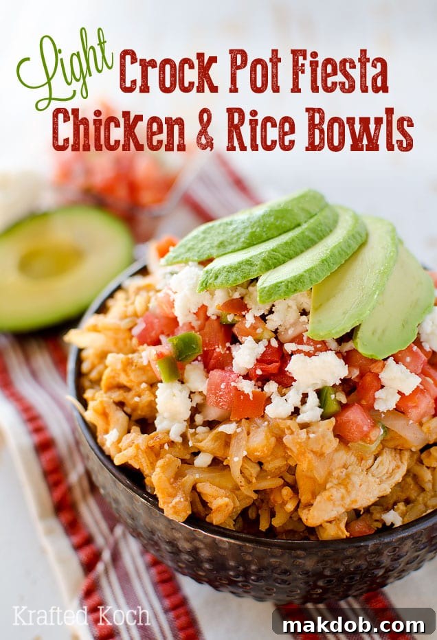 Light Crock Pot Fiesta Chicken & Rice Bowls