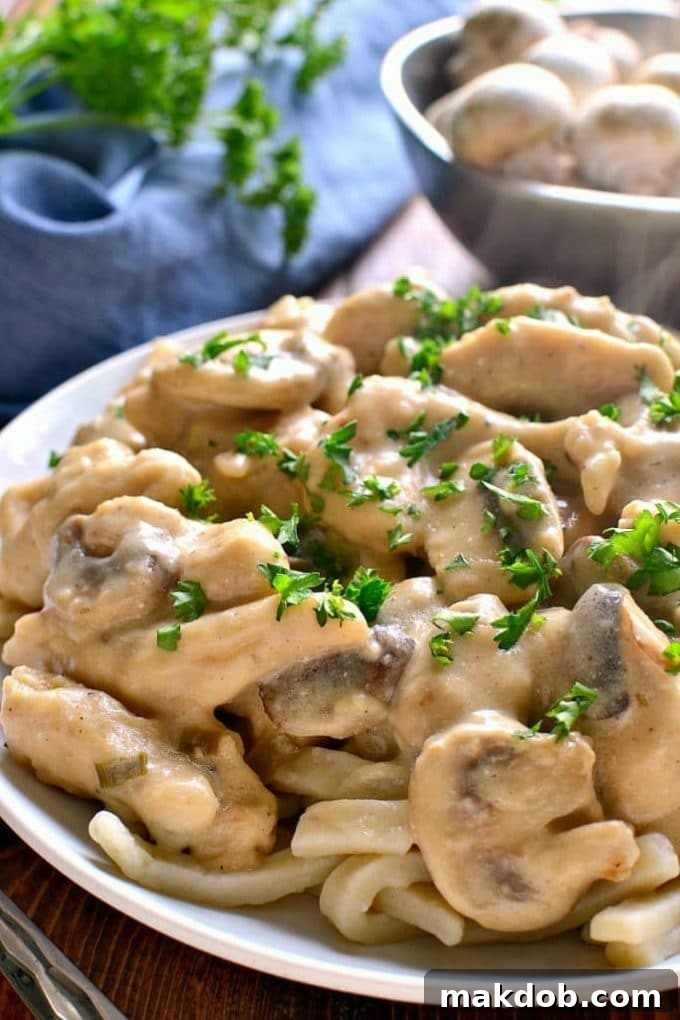 Delicious Creamy Chicken Stroganoff