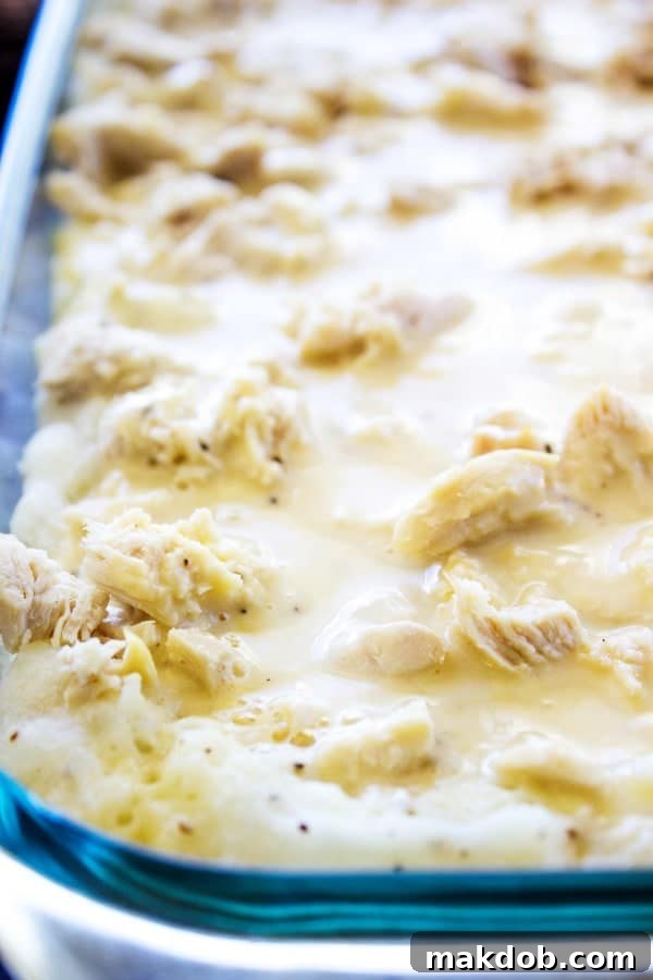 Comforting Little Hen Casserole (Chicken & Gravy): A classic family dinner for Wednesday