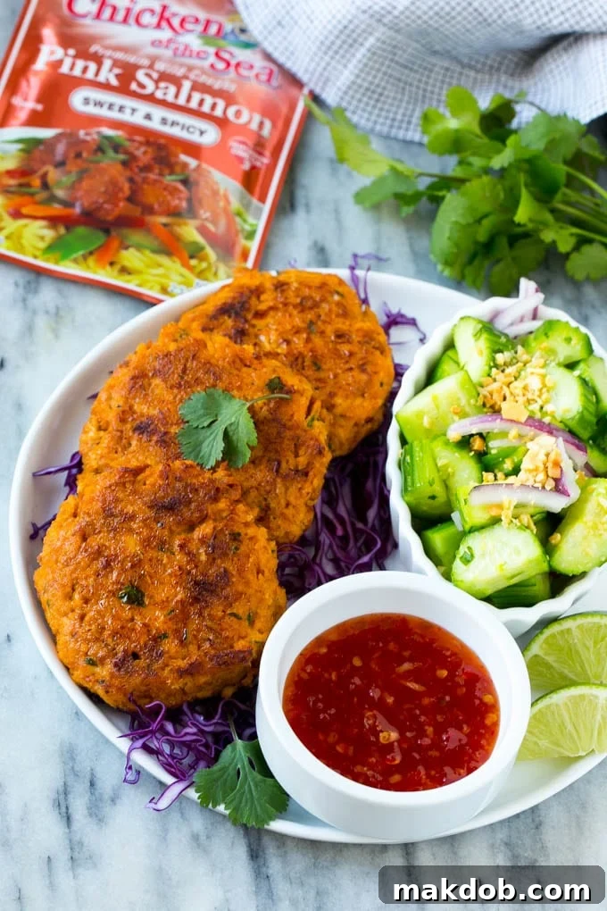 A platter of fish cakes made with pouches of salmon.