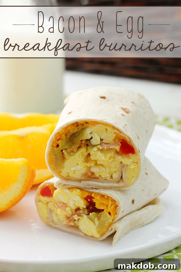 88 Sundays of Stress-Free Eating 14 Delicious Bacon Egg Breakfast Burritos, perfect for a hearty start to your day.