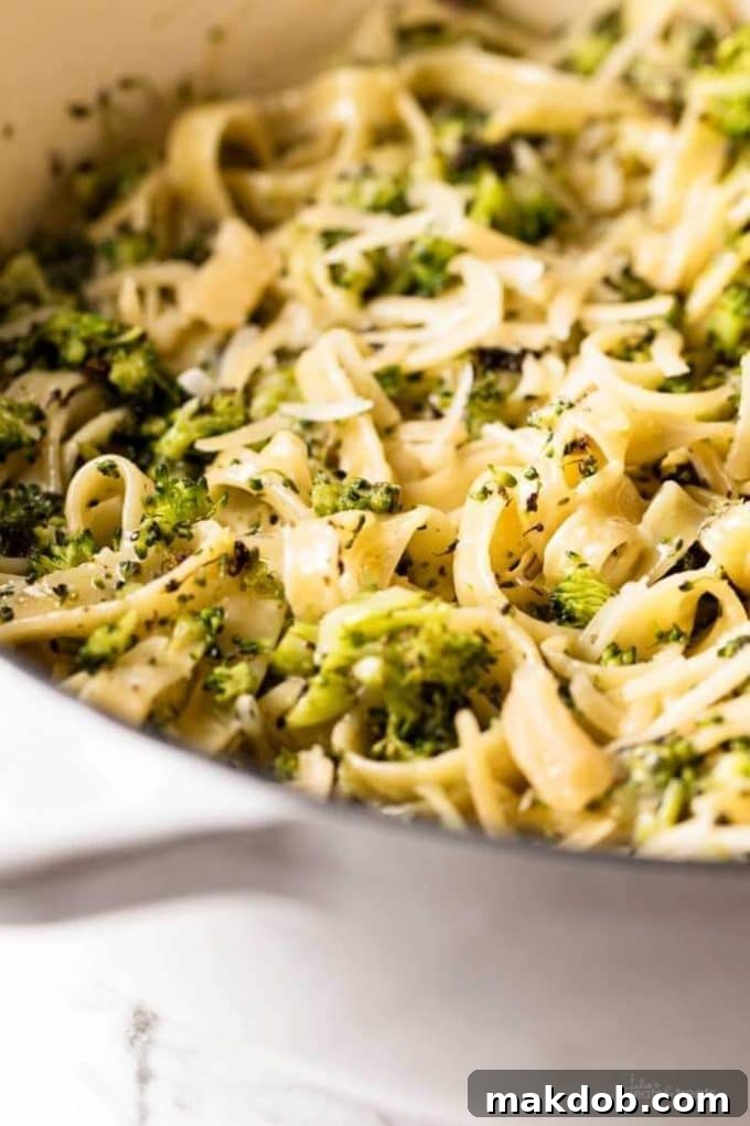 Creamy roasted broccoli alfredo pasta, a perfect vegetarian delight with rich sauce and tender broccoli florets for Tuesday.