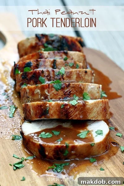 Thai Peanut Pork Tenderloin with a rich, creamy sauce