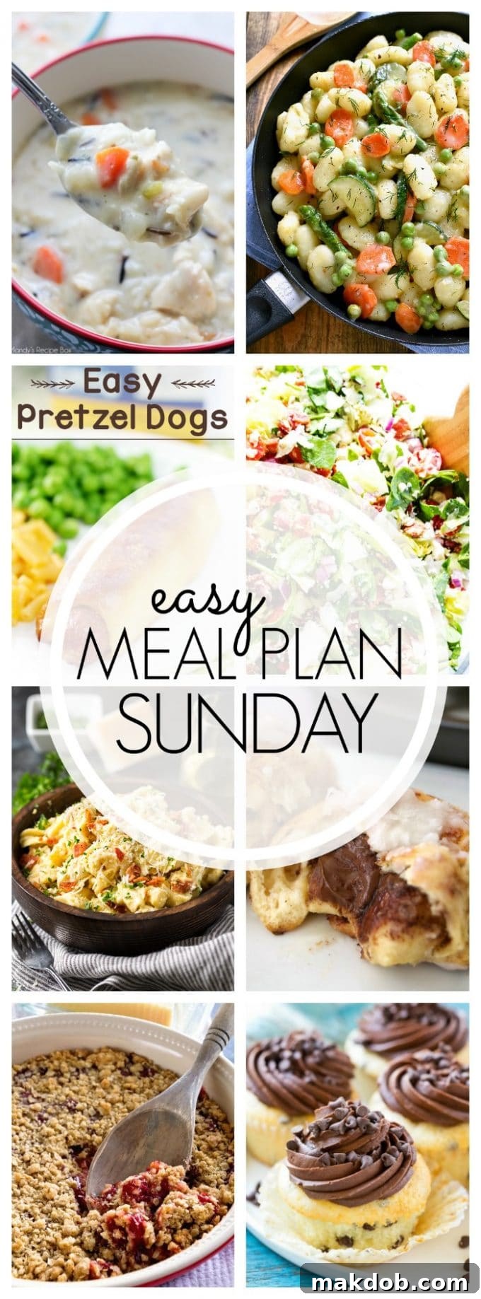 Effortless Sunday Meal Planning 21 Easy Meal Plan Sunday Week 93 Pinterest graphic for sharing delicious weekly dinner and dessert ideas.