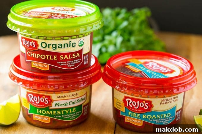 Tubs of Rojo's brand salsa.