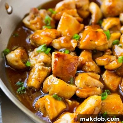 This bourbon chicken recipe is a remake of the food court classic. The chicken is coated in an irresistible sweet and sticky sauce and is sure to become a family favorite!