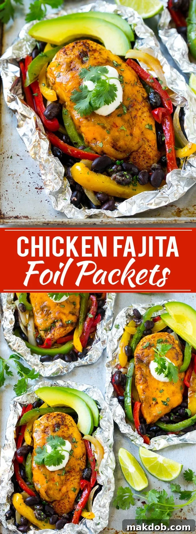 Chicken Fajita Foil Packet Recipe Pin Image