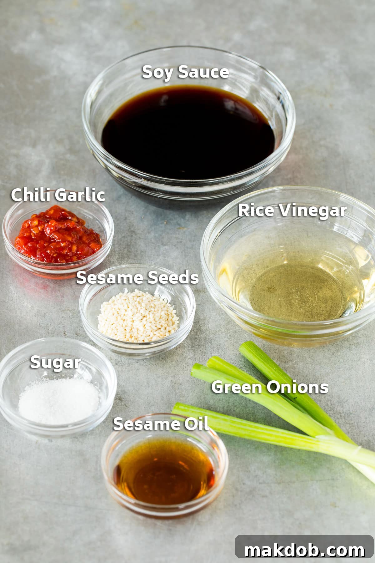 All the ingredients you will need to make delicious dumpling sauce.