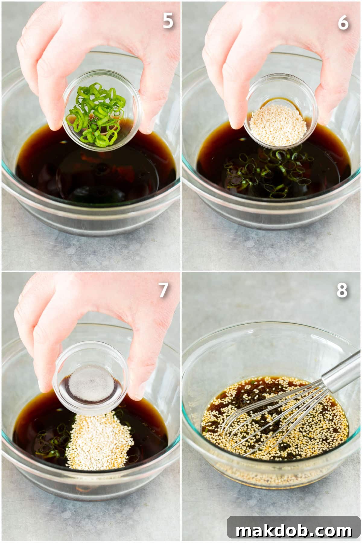 All the ingredients mixed into the bowl to make dumpling sauce.
