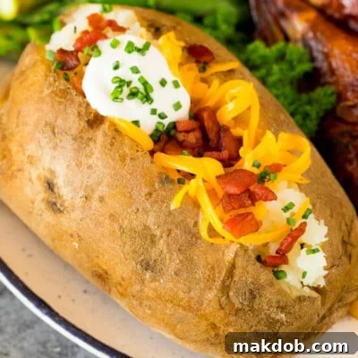 Instant Pot baked potatoes loaded with toppings.
